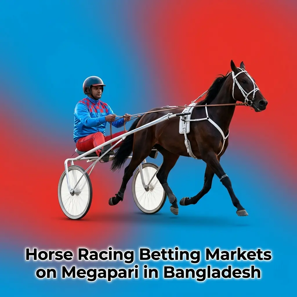 Horse racing betting markets on Megapari Bangladesh showing win, place, exacta, and trifecta bet options