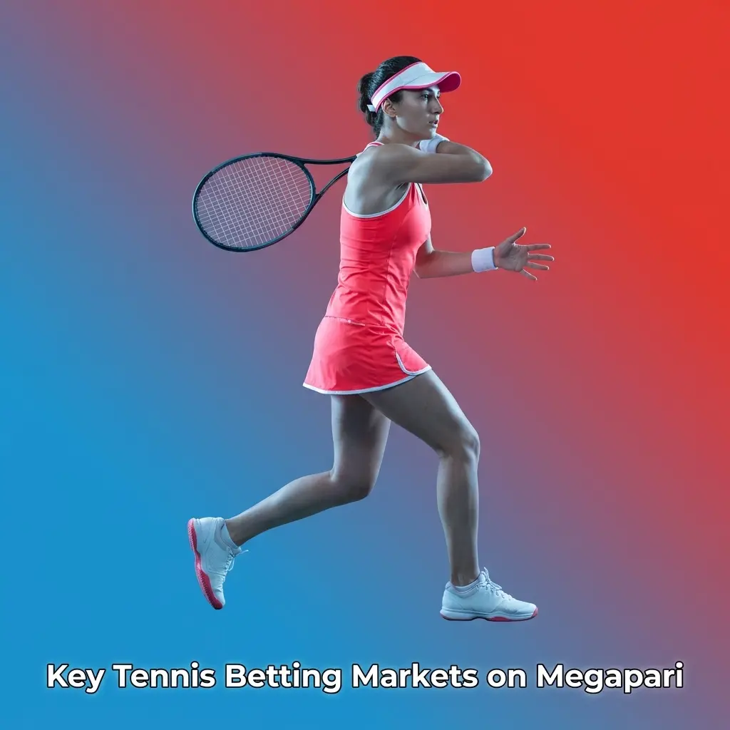 Megapari tennis betting markets chart showing match winner, set betting, handicap, and game totals options