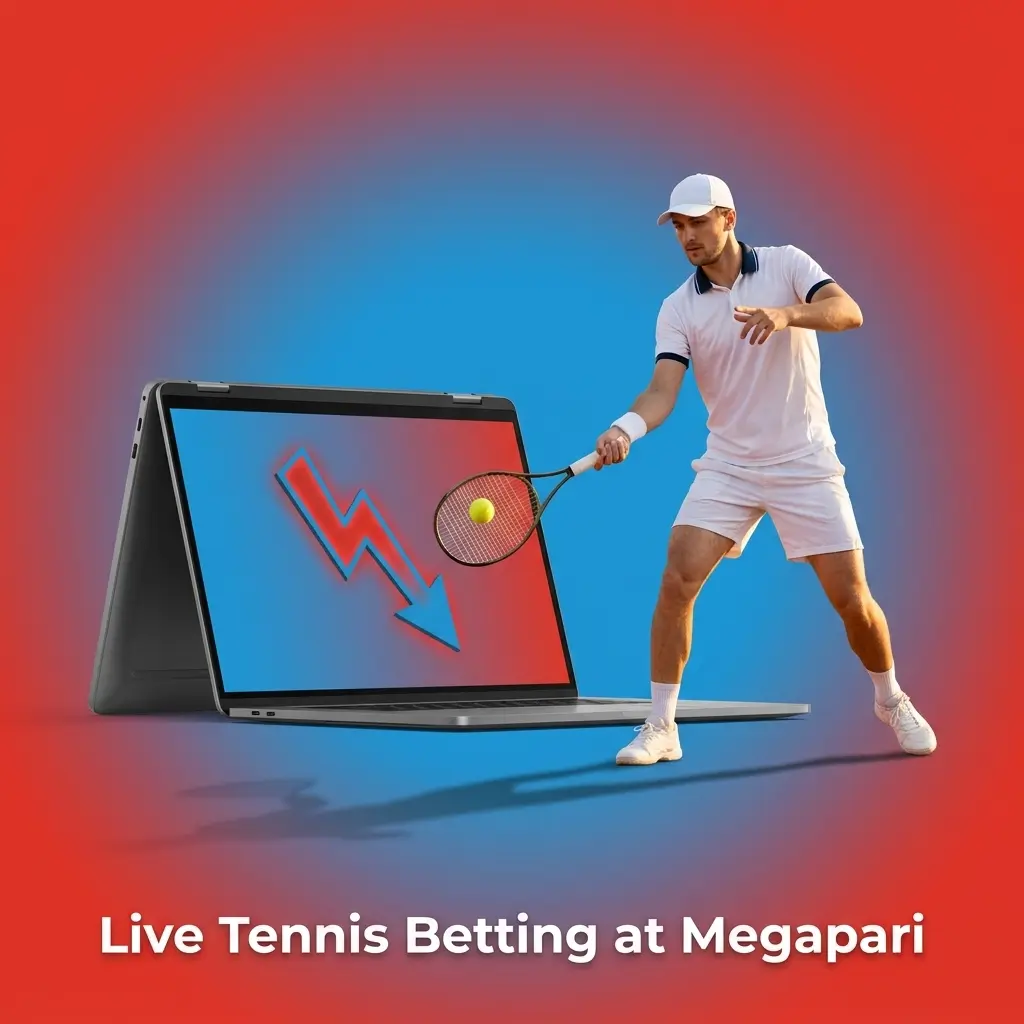 Live tennis betting interface at Megapari showing ATP, WTA, and Grand Slam match odds with real-time score updates
