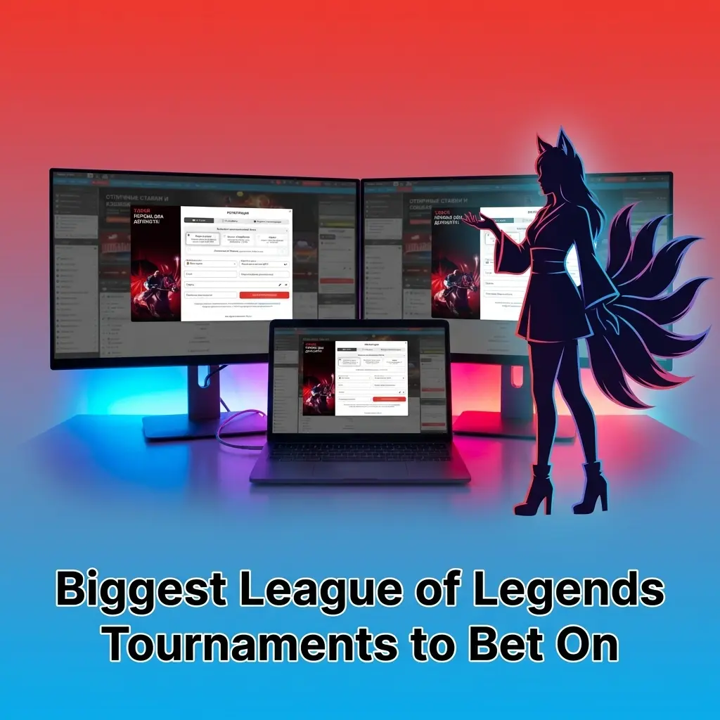 LoL Worlds, MSI, EWC, LCK, LPL and LEC tournament logos representing the biggest League of Legends betting events