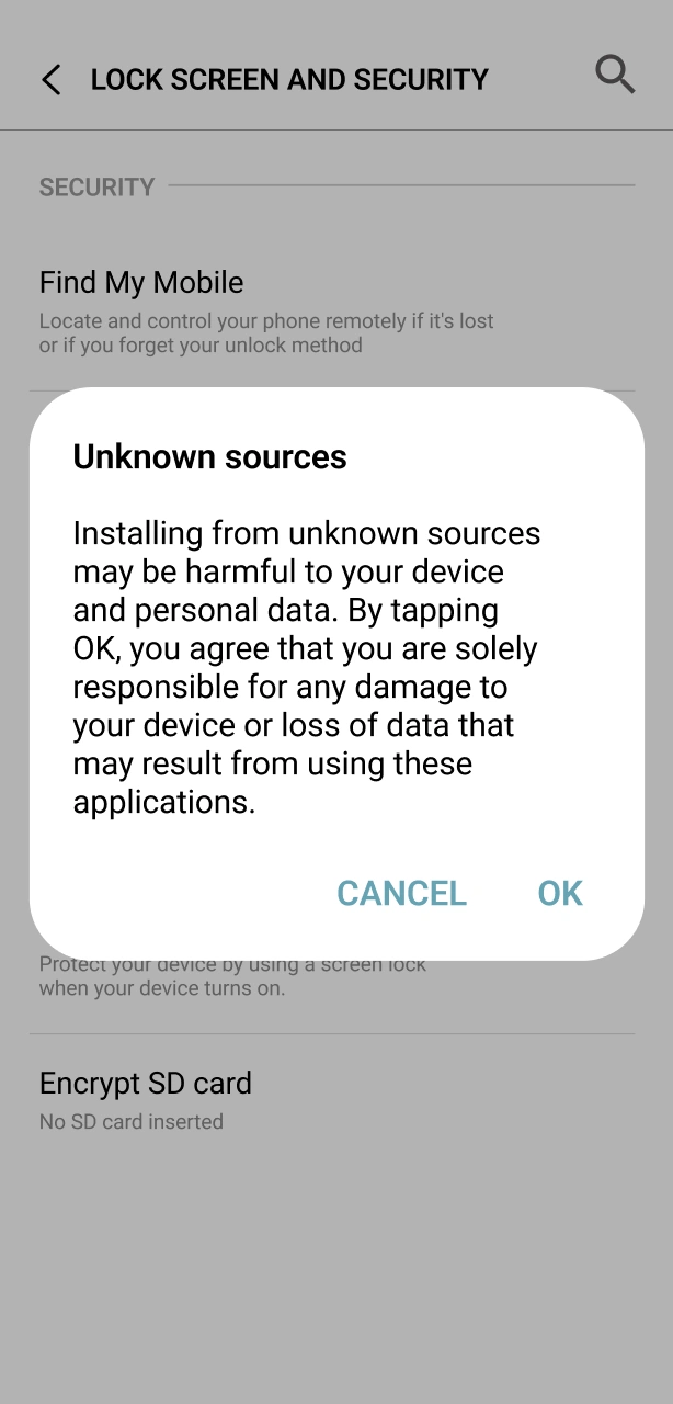 Enable unknown sources to install the Megapari App on Android successfully.
