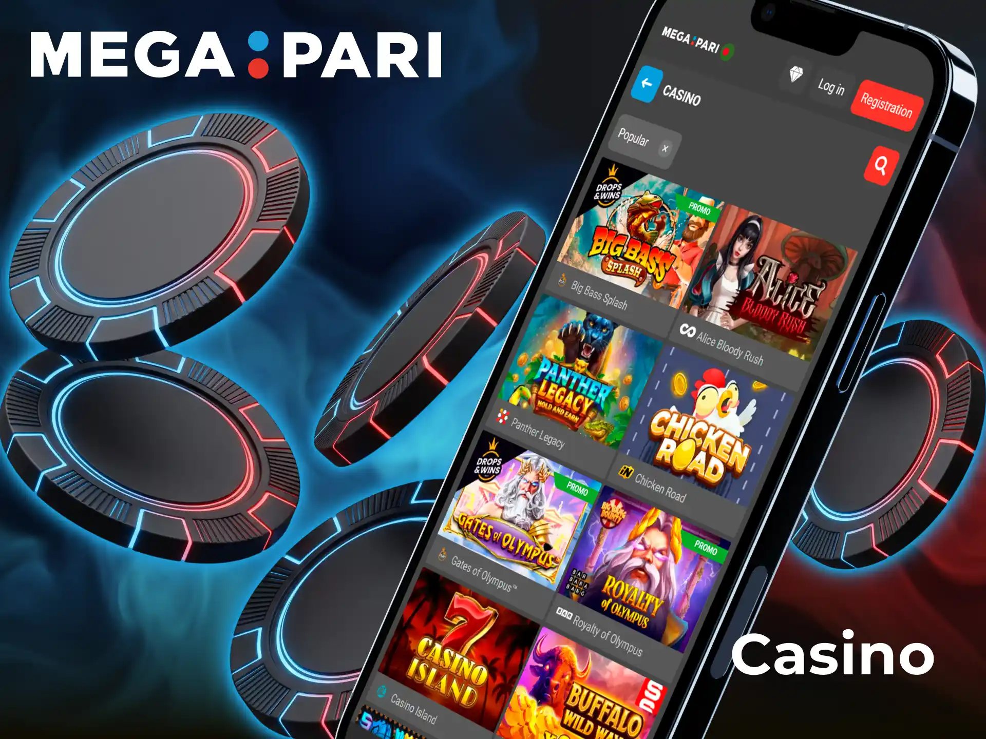Play exciting casino games available in the feature-rich Megapari App.