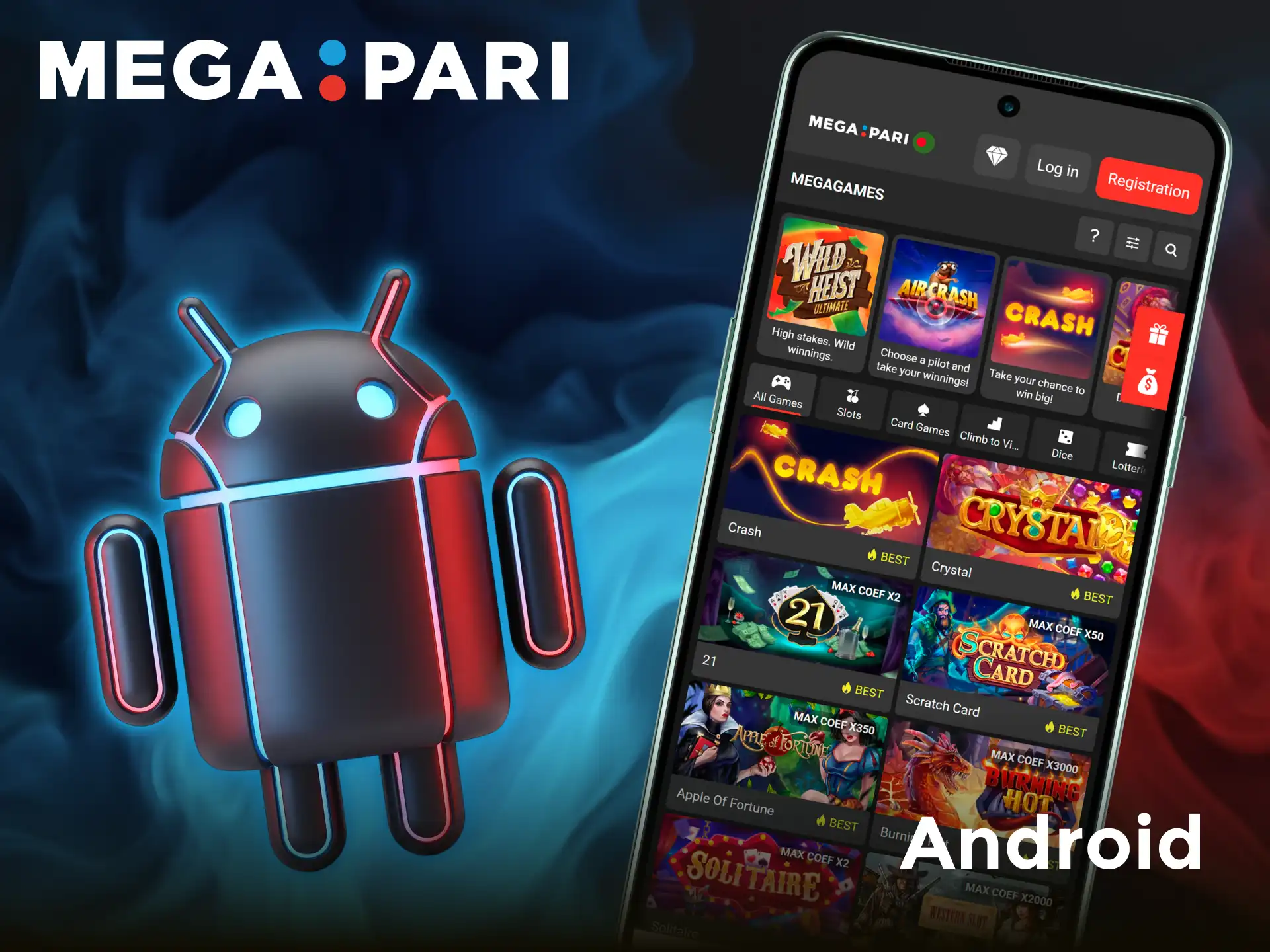 Download the Megapari App for Android to place mobile sports wagers.