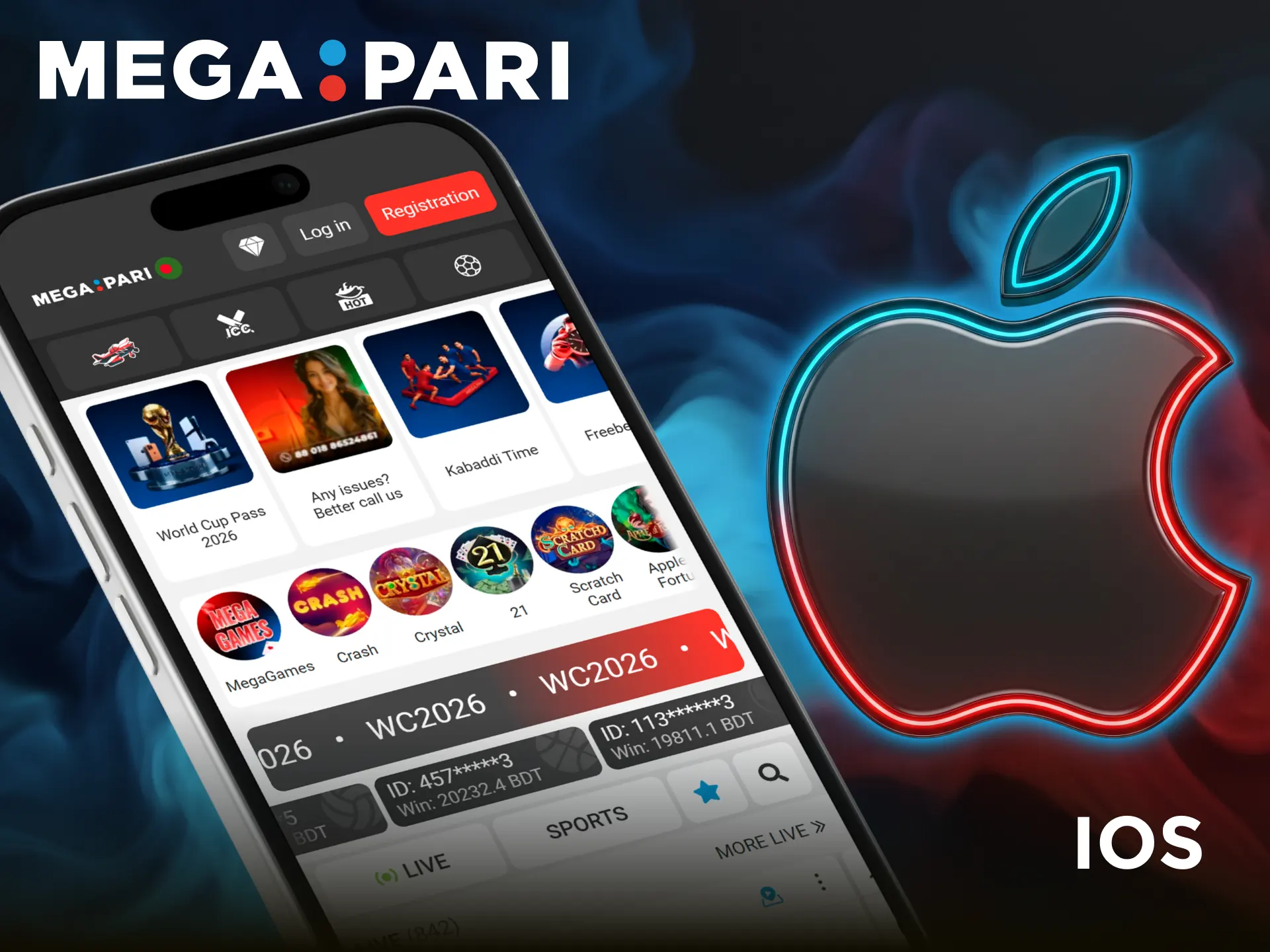 Install the Megapari mobile App on your iOS device to start betting.