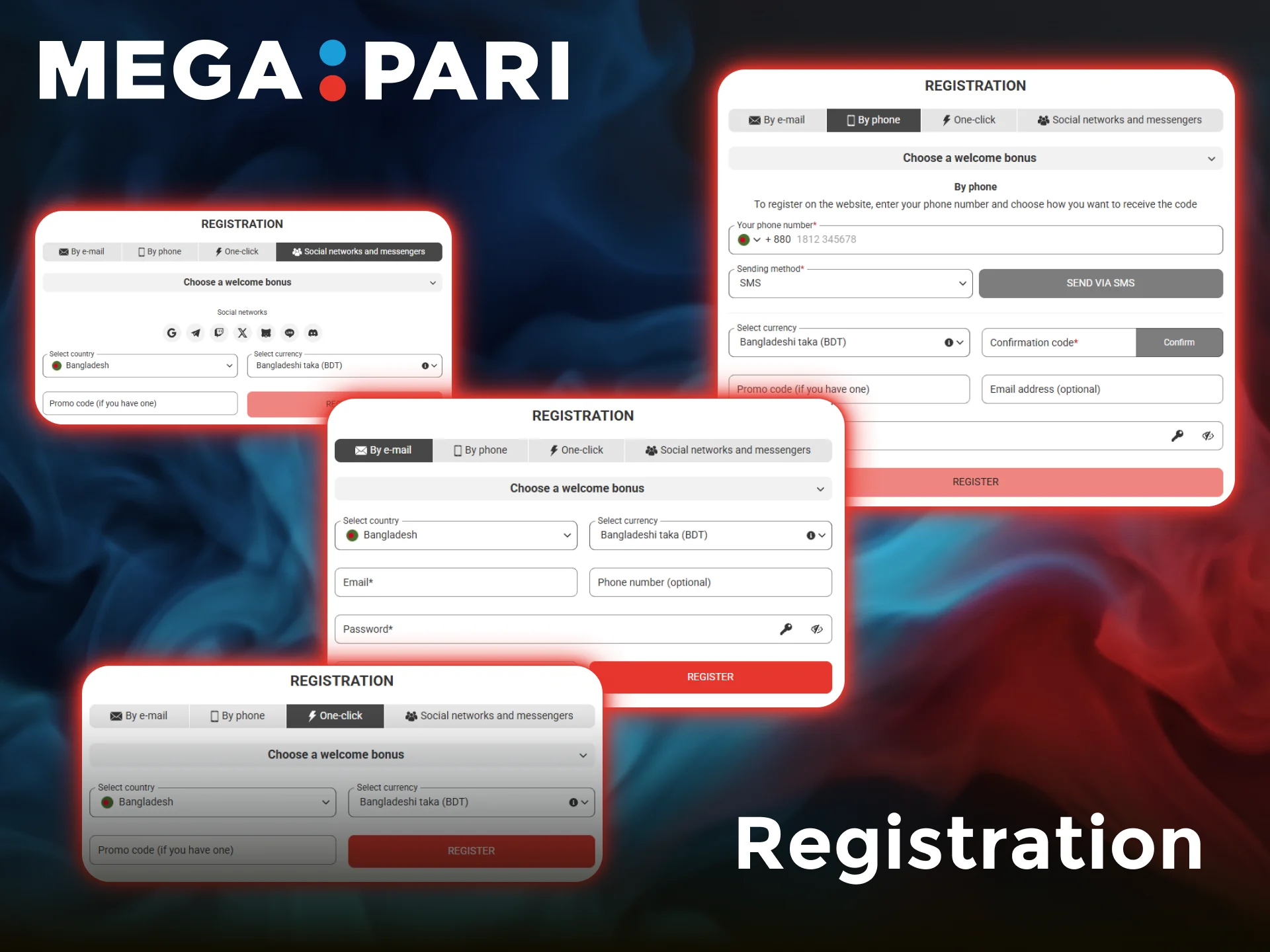 Register a new account at the official Megapari site in Bangladesh.