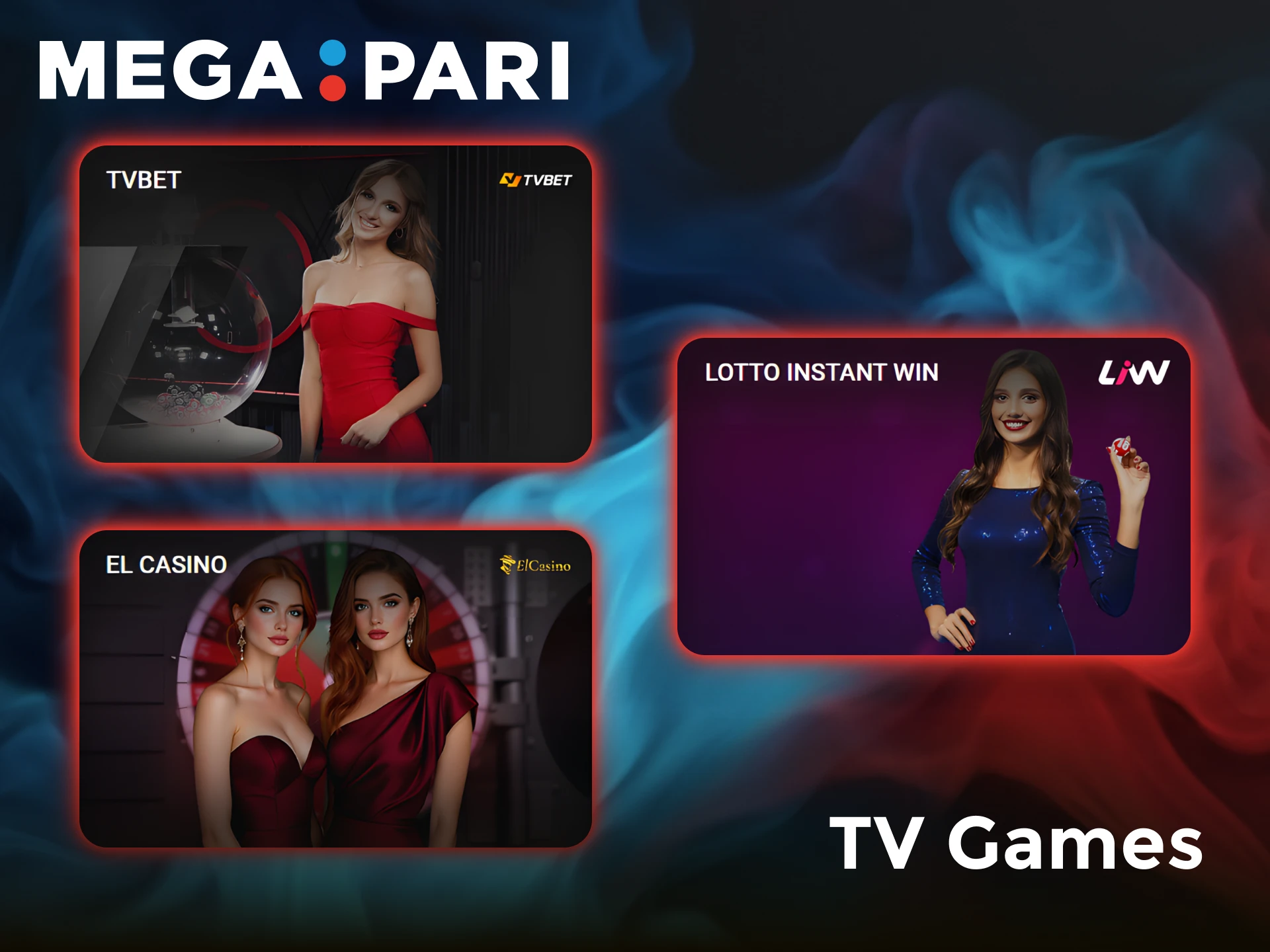 Enjoy exciting Megapari TV Games with live hosts broadcasting now.