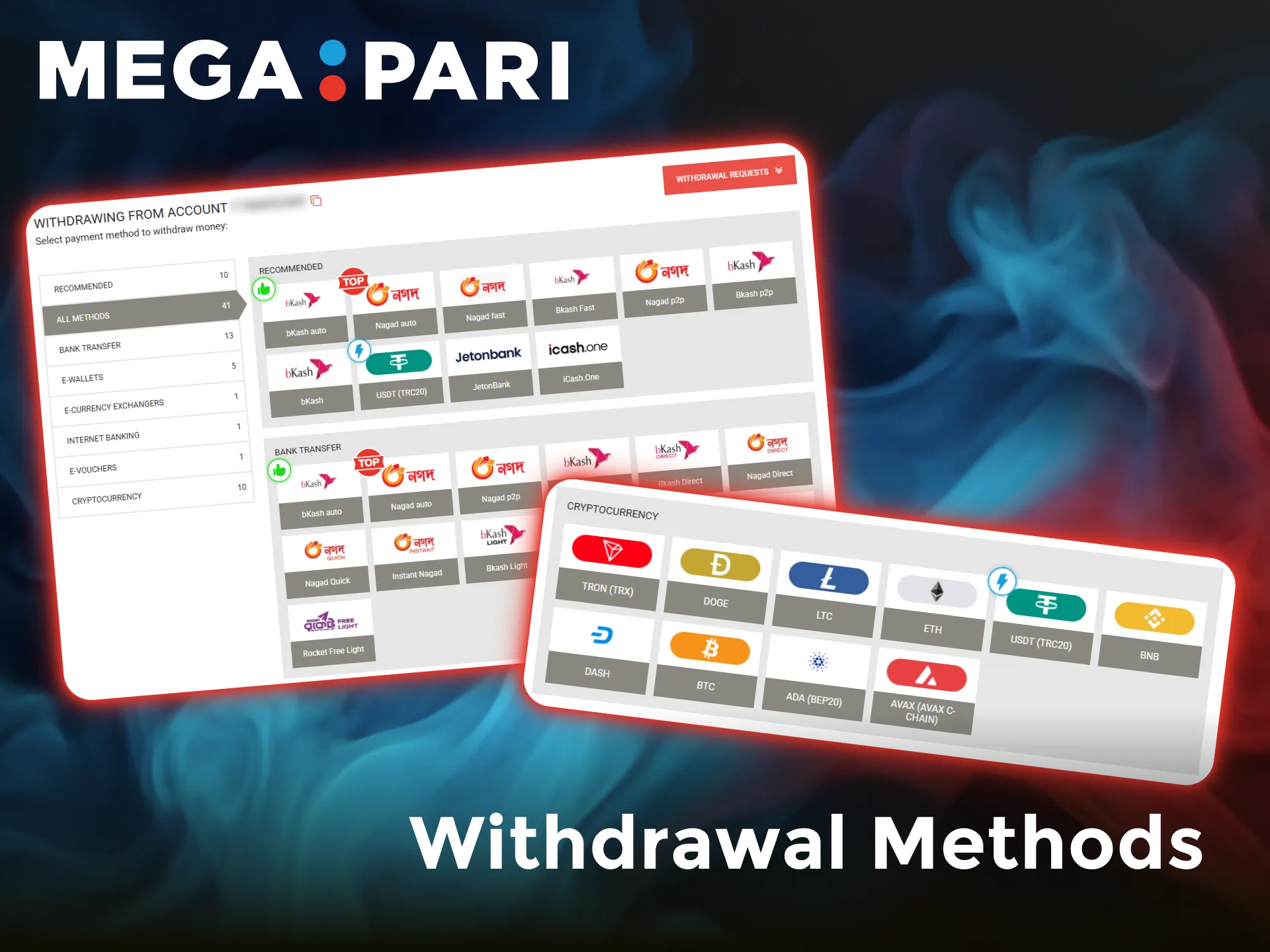 Withdraw your winnings safely from Megapari using convenient local services.
